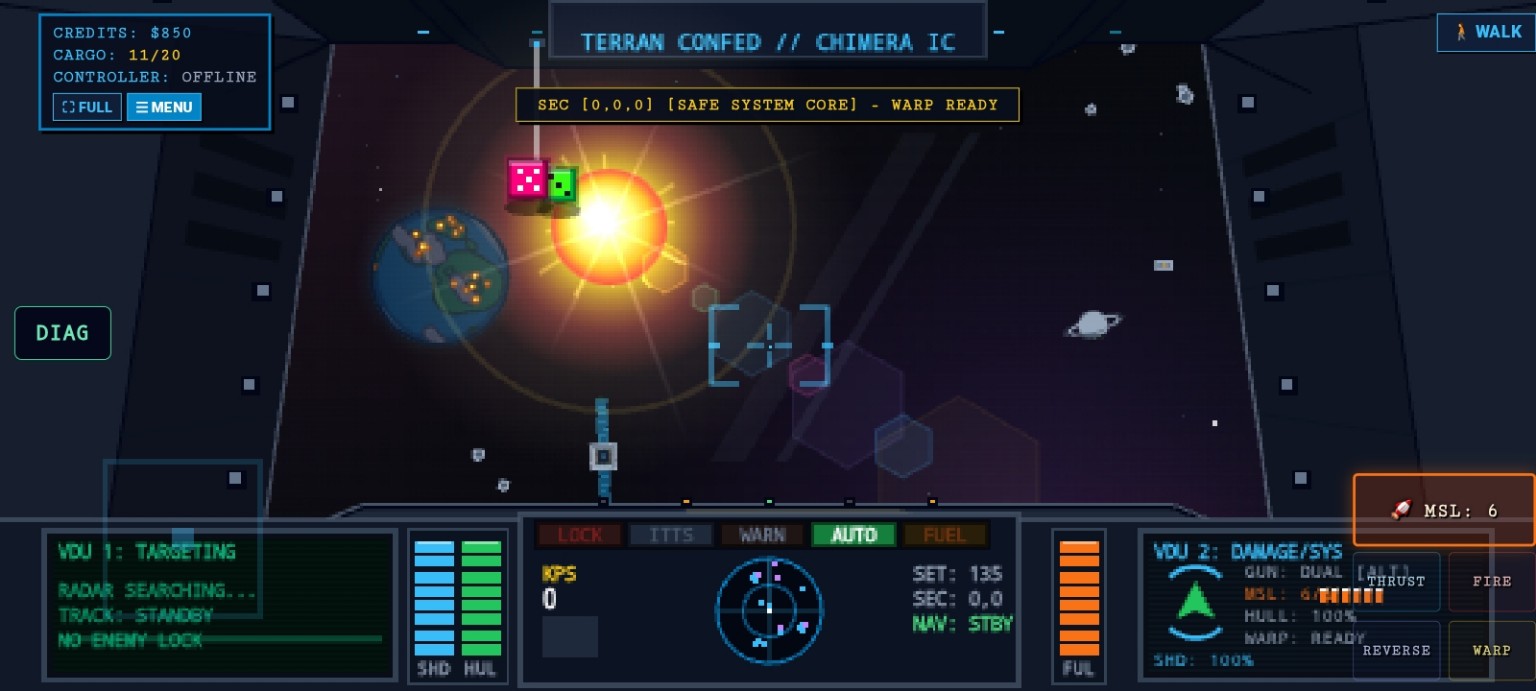 Space combat cockpit view