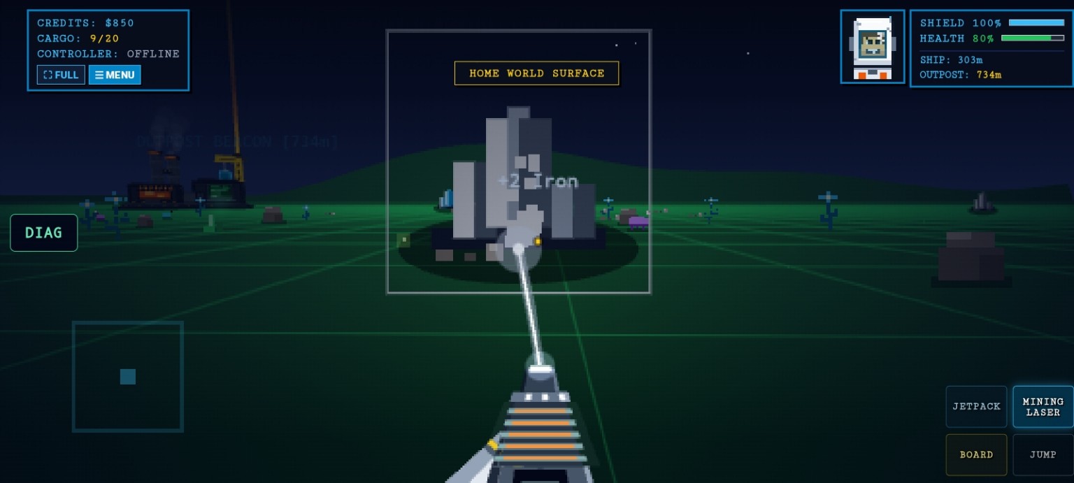 Using the mining laser